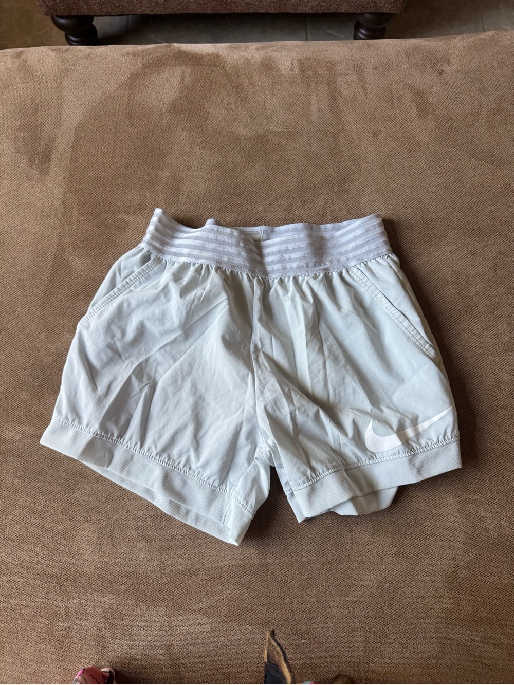 Nike Women's White Athletic Running Shorts with Swoosh